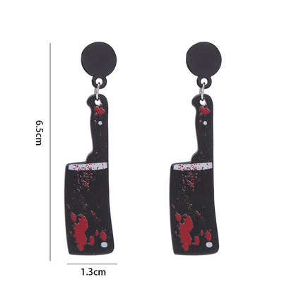 Halloween Women Horror Funny Acrylic Knife Earrings