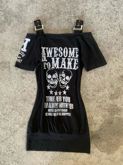 Robe imprimée tête de mort style gothique rétro pour femme
