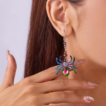 Pendientes de araña multicolor con personalidad de Halloween