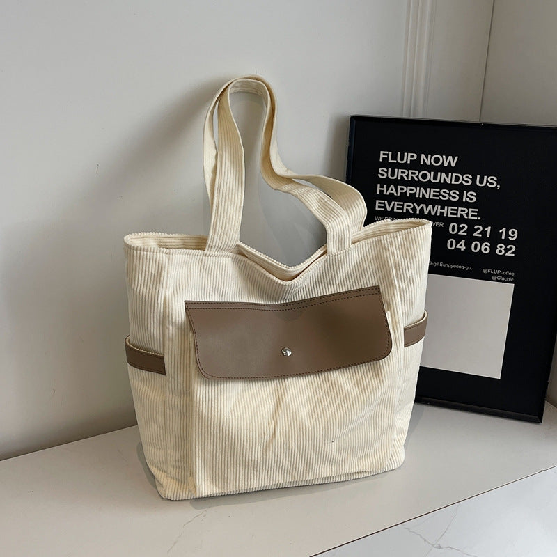 Large Capacity Retro Women Corduroy Bag