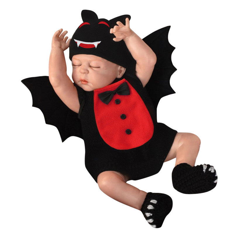 Kids Baby Girls Boys Halloween Colorblock Bat Wings Romper