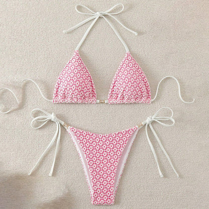Maillot de bain bikini dos nu imprimé sexy pour femme