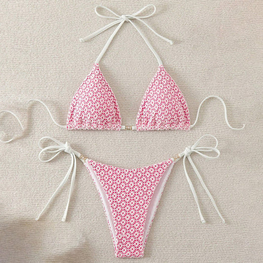 Maillot de bain bikini dos nu imprimé sexy pour femme