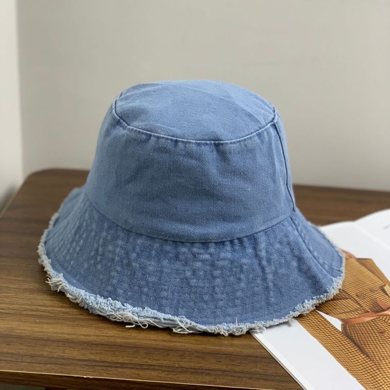 Sombrero de pescador de mezclilla personalizado con dobladillo sin rematar y protector solar de moda