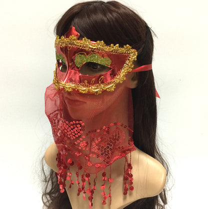 Women Fashion Veil Sequins Full Face Halloween Mask