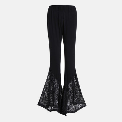Women Black Gothic Lace Flared Pants