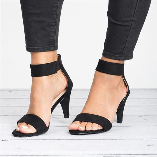 Chaussures à talons hauts à bout ouvert et couleur unie pour femmes