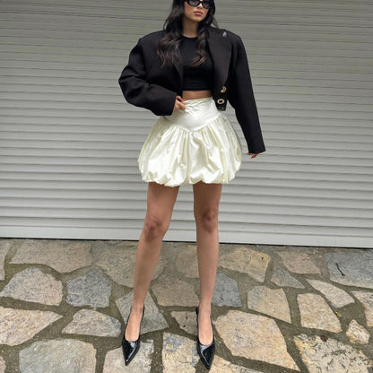 Minifalda de farol de color liso a la moda para mujer