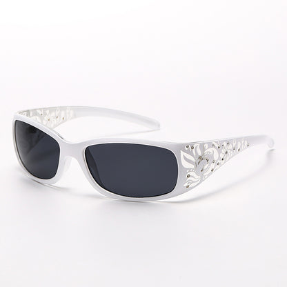 Gafas de sol con montura hueca y degradado para mujer, estilo retro, ovaladas, para PC.