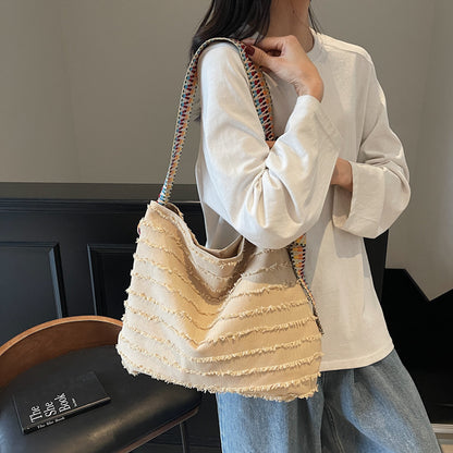 Bolso de hombro de lona informal de moda para mujer con cierre magnético