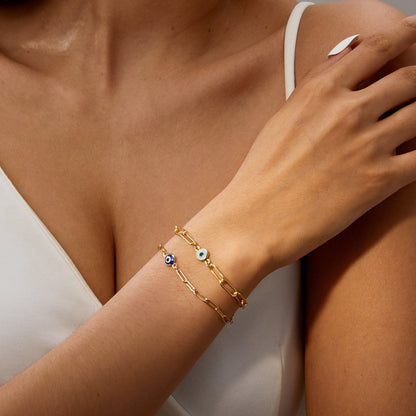 Pulsera de acero inoxidable con clip de ojo malvado