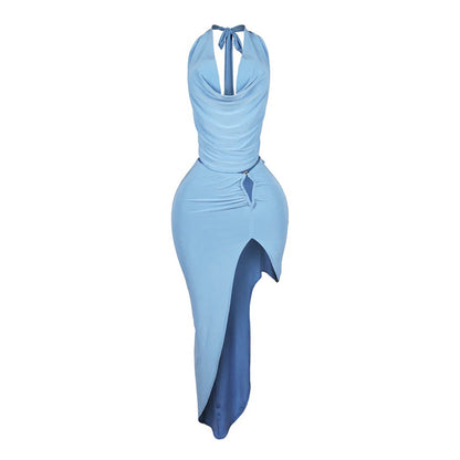 Women Fashion Sexy Halter-Neck Backless Two-Piece Set