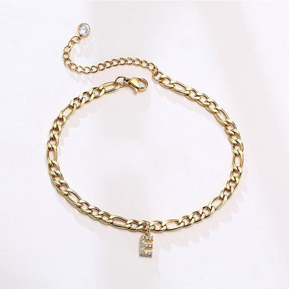 Bracelet de cheville à strass avec alphabet pour femme, idéal pour les vacances à la plage