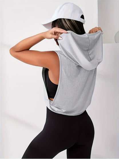 Sudadera deportiva sin mangas informal de moda para mujer
