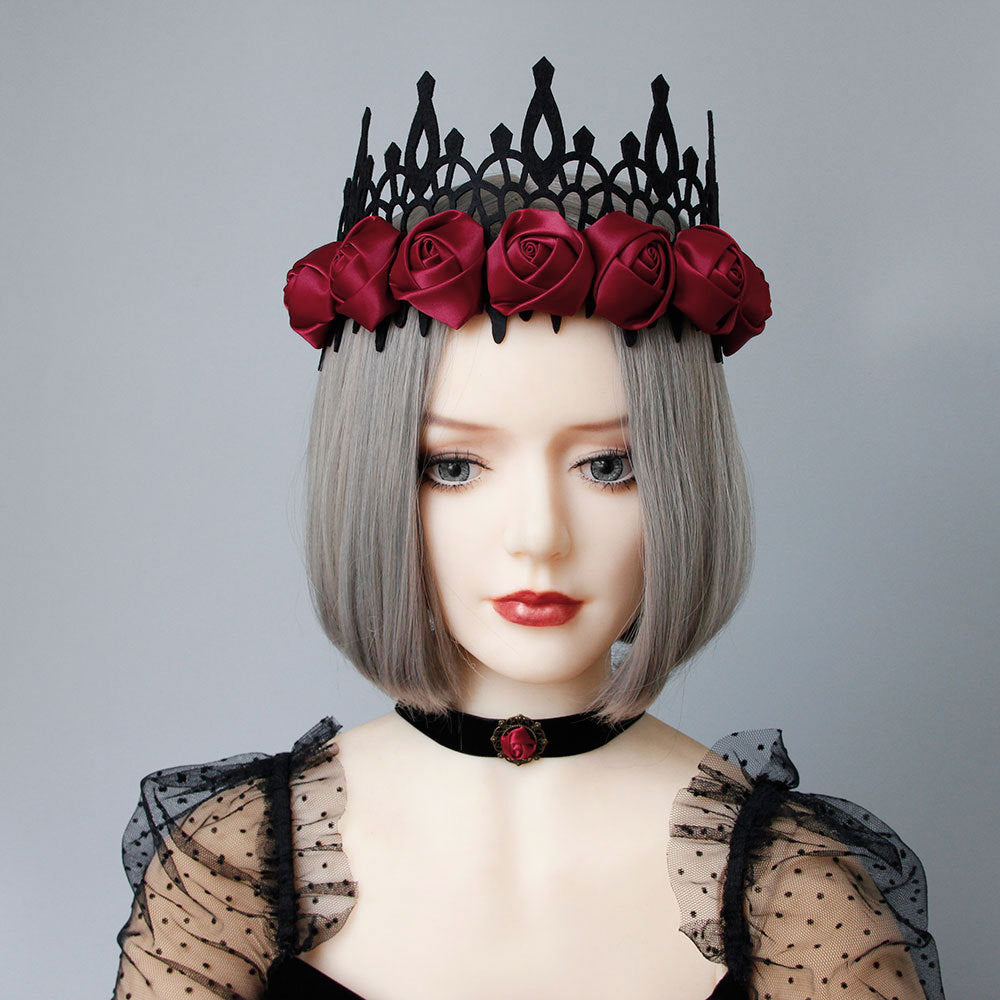 Gothic Baroque Halloween Rose Hair Crown Headwear