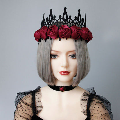 Gothic Baroque Halloween Rose Hair Crown Headwear