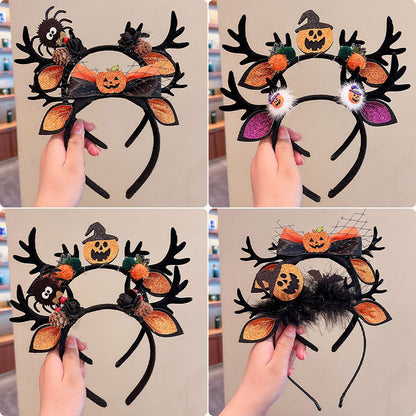 Diadema de astas negras para Halloween con diseños festivos
