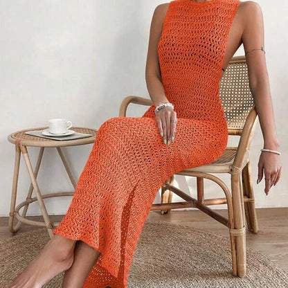 Women Fashion Vacation Beach Knitted Bikini Cover-Up