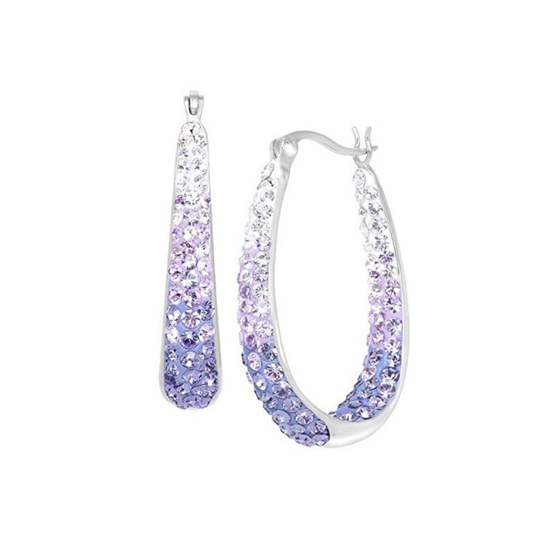 Boucles d'oreilles en alliage en forme de U pour femmes, doubles couleurs, zircones