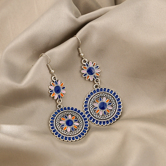 Boucles d'oreilles bohèmes en alliage pour femme, motif tournesol goutte à goutte