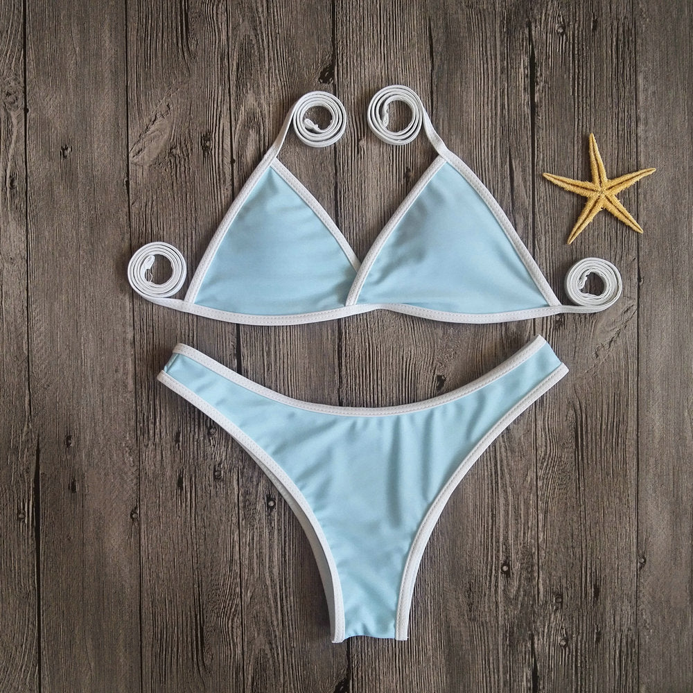Traje de baño bikini sencillo y sexy de moda para mujer