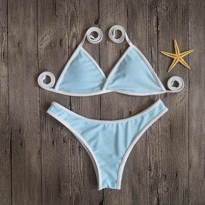 Traje de baño bikini sencillo y sexy de moda para mujer