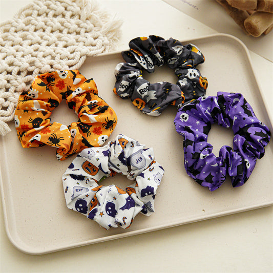 Anneau de cheveux en satin de la série Halloween Skull en plusieurs couleurs