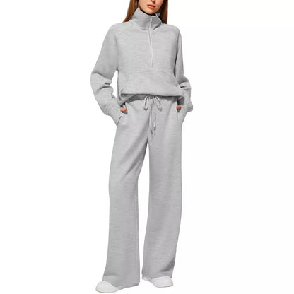 Oversized Women Two-Piece Hoodie and Wide-Leg Pants Set
