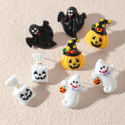 Halloween Resin Ghost Pumpkin Earrings for Women