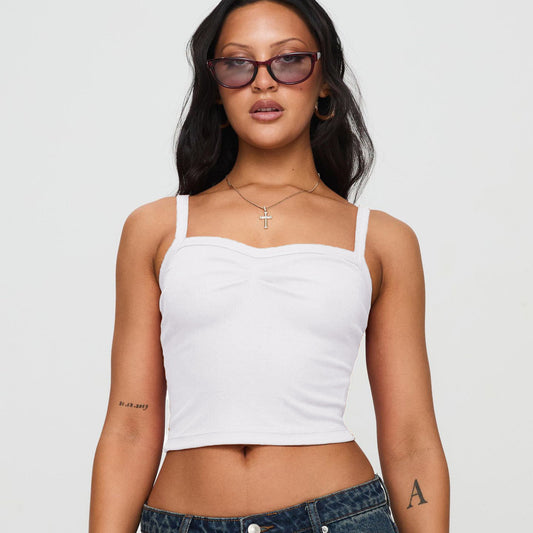 Women Fashion Solid Color Cropped Camisole Polyester Street Style
