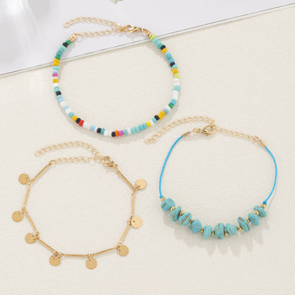 Bohemian Multicolor Rice Beads Turquoise Foot Jewelry