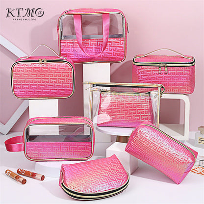 Bolsa de cosméticos de PU impermeable de gran capacidad
