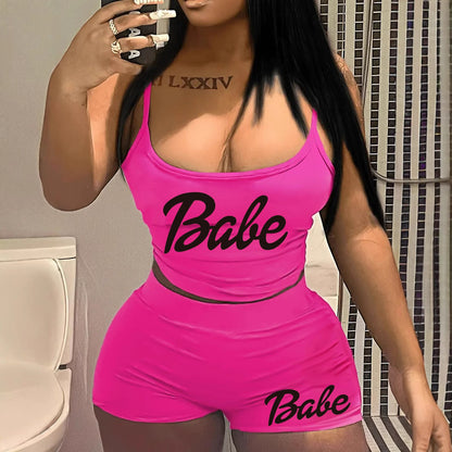Conjunto de camisola corta y pantalones cortos de verano sexy para mujer