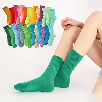 Calcetines finos de algodón de color liso para mujer