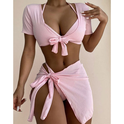 Traje de baño de color sólido para mujer para vacaciones de verano