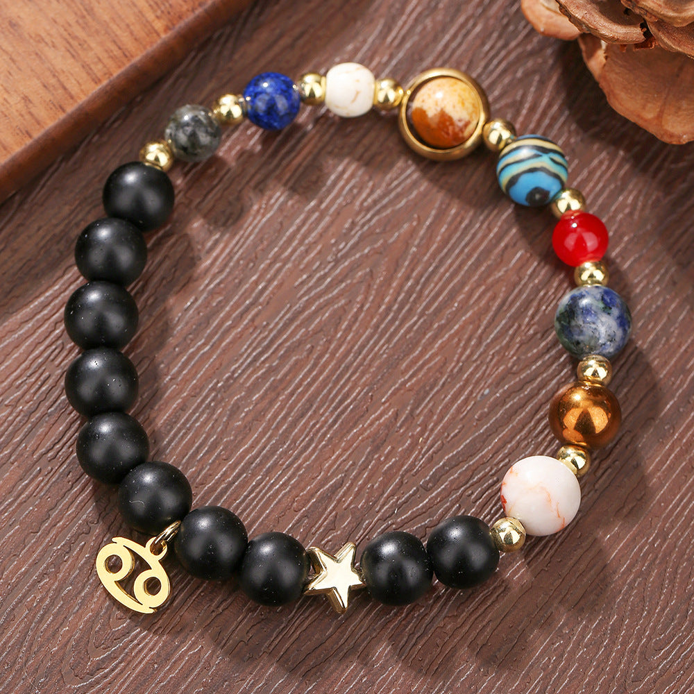 Fashion 12 Constellation Handmade Beaded Bracelet with Stainless Steel and Alloy