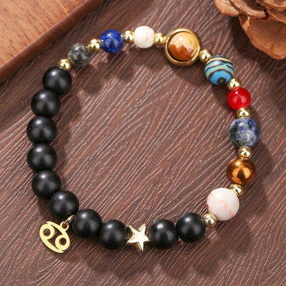 Fashion 12 Constellation Handmade Beaded Bracelet with Stainless Steel and Alloy