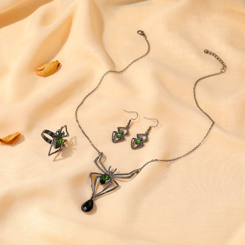 Halloween Women Fashion Exaggerated Retro Green Alloy Necklace
