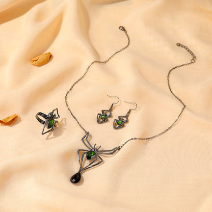 Halloween Women Fashion Exaggerated Retro Green Alloy Necklace