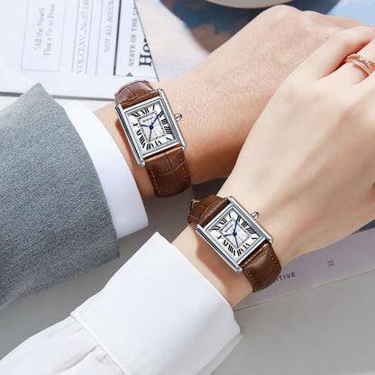 Casual Square Dial Waterproof Quartz Watch for Men and Women