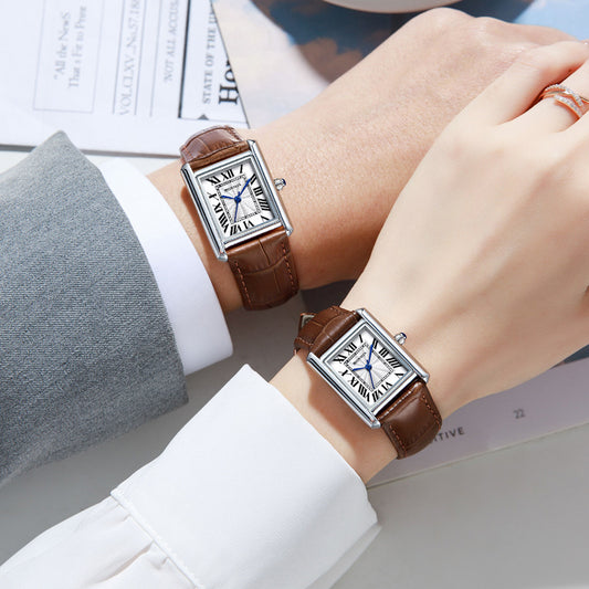 Casual Square Dial Waterproof Quartz Watch for Men and Women