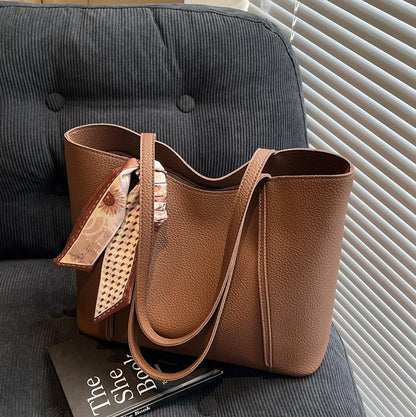Bolso tote informal de PU con cinta de gran capacidad para mujer