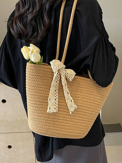 Large Capacity Woven Cotton Tote Beach Bag