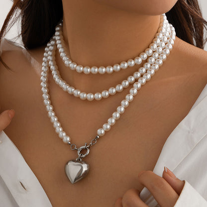 Collier pendentif multicouche personnalisé en forme de cœur