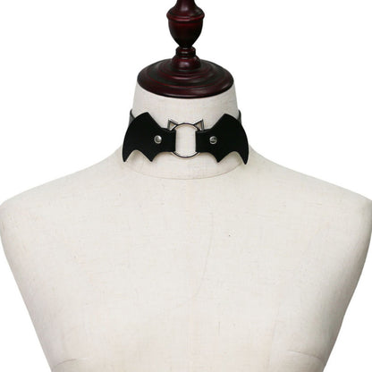 Halloween Women Gothic Bat Pu Leather Chokers