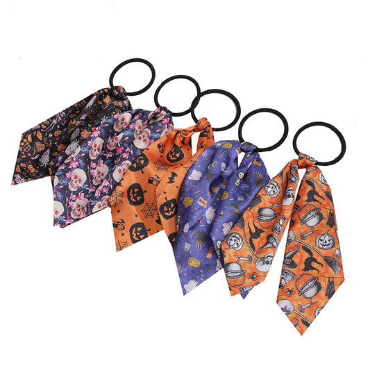 Halloween Women Cartoon Ghost Pumpkin Hair Rope Ribbon