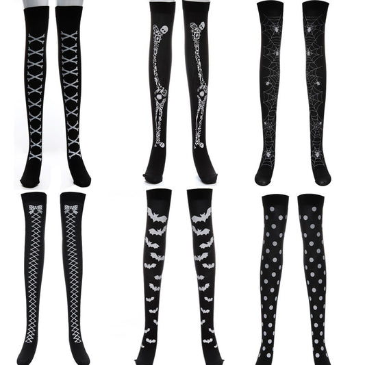 Women Funny Halloween Skeleton Bat Spider Web Stockings