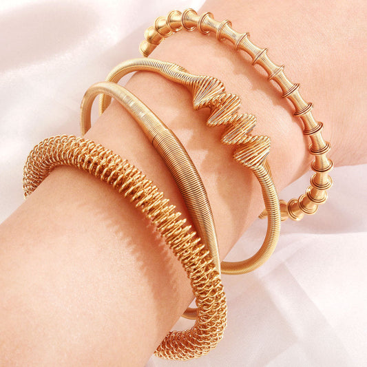 Women Bohemian Titanium Steel Spring Adjustable Bracelet