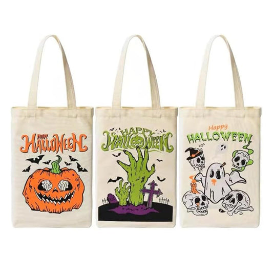 Bolsa de lona con diseño de calabaza fantasma de Halloween