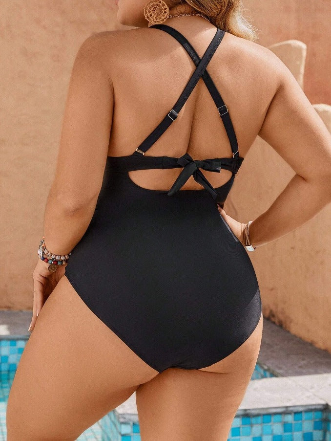 Traje de baño de una pieza con encaje, sin espalda y push-up sexy de moda